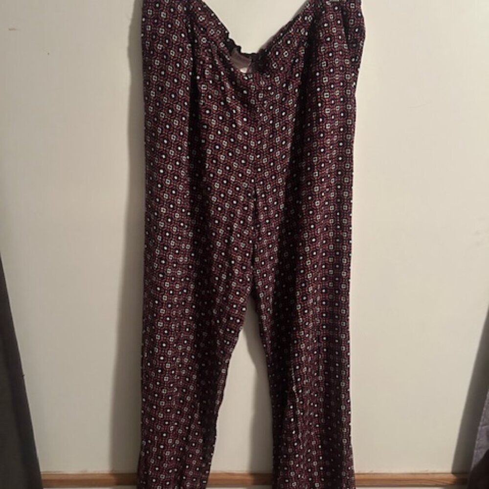 Merona geometric abstract multicolored pull-on wide leg pants, size XL